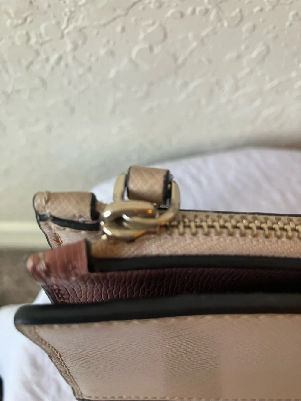 kate spade: Tan/Black Saffiano Leather Spencer Continental Wristlet/Clutch